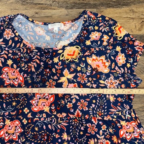 Planet Gold Plus Navy Floral Babydoll Dress - Picture 4 of 4